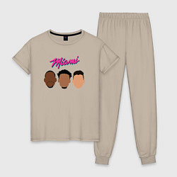 Пижама хлопковая женская Miami players, цвет: миндальный