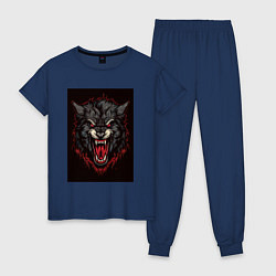 Пижама хлопковая женская Черный волк, цвет: тёмно-синий