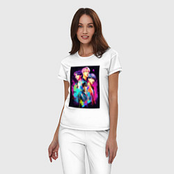 Пижама хлопковая женская BTS poster, цвет: белый — фото 2