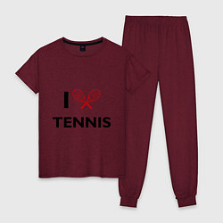 Пижама хлопковая женская I Love Tennis, цвет: меланж-бордовый