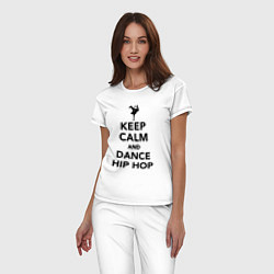 Пижама хлопковая женская Keep calm and dance hip hop, цвет: белый — фото 2