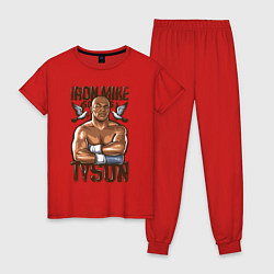 Пижама хлопковая женская Iron Mike Tyson Железный Майк Тайсон, цвет: красный