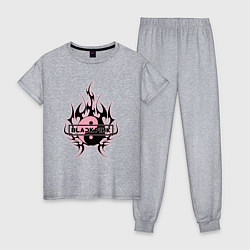 Пижама хлопковая женская Blackpink - logo in yang, цвет: меланж