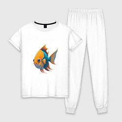 Пижама хлопковая женская Рыбка мечты, цвет: белый