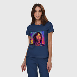Пижама хлопковая женская Jim Morrison Strange colors Art, цвет: тёмно-синий — фото 2