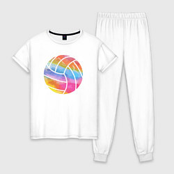 Пижама хлопковая женская Ball color, цвет: белый