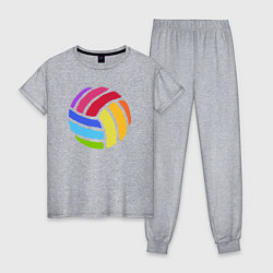 Пижама хлопковая женская Rainbow volleyball, цвет: меланж