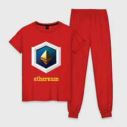 Пижама хлопковая женская Логотип Ethereum, цвет: красный