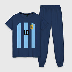 Пижама хлопковая женская Месси сборная Аргентины ЧМ 2022, цвет: тёмно-синий