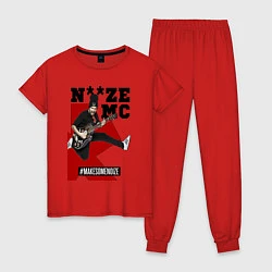 Пижама хлопковая женская Noize MC - guitarist, цвет: красный