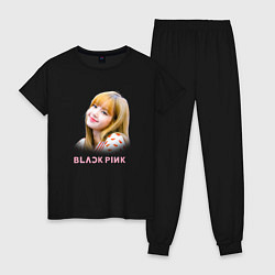 Пижама хлопковая женская Lisa Blackpink, цвет: черный