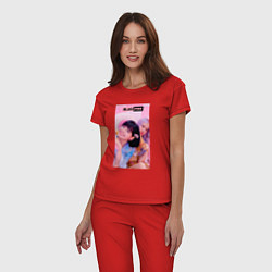 Пижама хлопковая женская Girl Blackpink, цвет: красный — фото 2