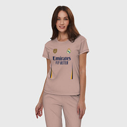 Пижама хлопковая женская Реал Мадрид форма 2324 домашняя, цвет: пыльно-розовый — фото 2