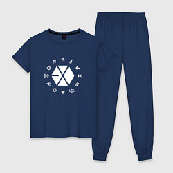 Пижама хлопковая женская Logo EXO, цвет: тёмно-синий
