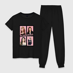 Пижама хлопковая женская Blackpink K-pop группа, цвет: черный