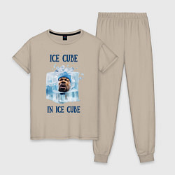 Пижама хлопковая женская Ice Cube in ice cube, цвет: миндальный