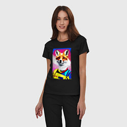 Пижама хлопковая женская Fox - pop art - fashionista, цвет: черный — фото 2