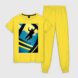 Пижама хлопковая женская Два парашютиста, цвет: желтый