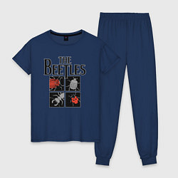 Пижама хлопковая женская Beetles, цвет: тёмно-синий