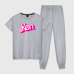 Пижама хлопковая женская Логотип розовый Кен, цвет: меланж