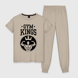 Пижама хлопковая женская Gym kings, цвет: миндальный