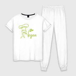 Пижама хлопковая женская Vegan cook, цвет: белый