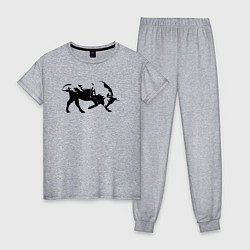 Пижама хлопковая женская Бык атакует, цвет: меланж
