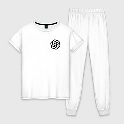 Пижама хлопковая женская Лого Chat GPT, цвет: белый