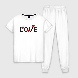 Пижама хлопковая женская MoMo - 8bit Love, цвет: белый