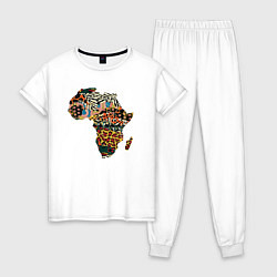 Пижама хлопковая женская Africa, цвет: белый