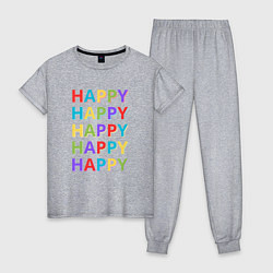 Пижама хлопковая женская Разноцветное счастье, цвет: меланж