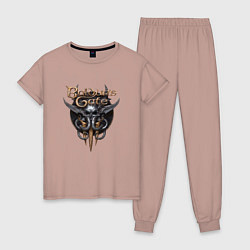 Пижама хлопковая женская Baldurs Gate 3 - logotype, цвет: пыльно-розовый
