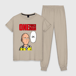 Пижама хлопковая женская Saitama - one punch man, цвет: миндальный