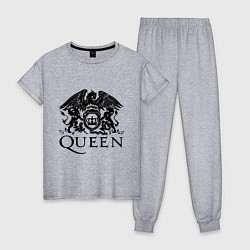 Пижама хлопковая женская Queen - logo, цвет: меланж