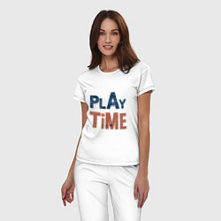 Пижама хлопковая женская Время играть в баскетбол, цвет: белый — фото 2