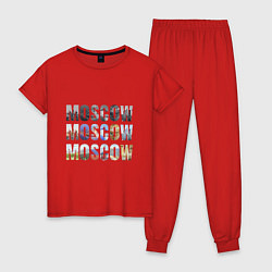 Пижама хлопковая женская Moscow - Москва, цвет: красный