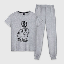 Пижама хлопковая женская Кролик полубоком, цвет: меланж