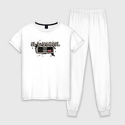 Пижама хлопковая женская Old school game, цвет: белый