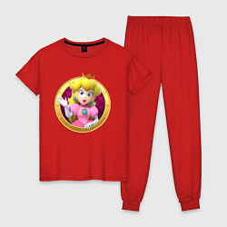 Пижама хлопковая женская Пич значок, цвет: красный