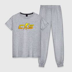 Пижама хлопковая женская CS2 yellow logo, цвет: меланж