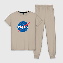 Пижама хлопковая женская Pizza x NASA, цвет: миндальный