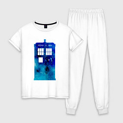 Пижама хлопковая женская Space tardis, цвет: белый