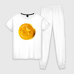 Пижама хлопковая женская Монета Марио, цвет: белый