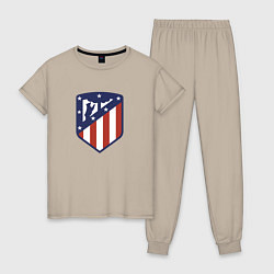 Пижама хлопковая женская Atletico Madrid FC, цвет: миндальный