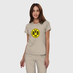 Пижама хлопковая женская Borussia fc sport, цвет: миндальный — фото 2