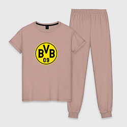 Пижама хлопковая женская Borussia fc sport, цвет: пыльно-розовый