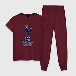 Пижама хлопковая женская Tottenham Hotspur fc sport, цвет: меланж-бордовый