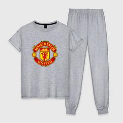 Пижама хлопковая женская Манчестер Юнайтед фк спорт, цвет: меланж