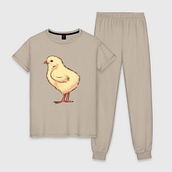 Пижама хлопковая женская Красивый цыплёнок, цвет: миндальный