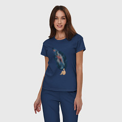 Пижама хлопковая женская Девушка космос в волосах, цвет: тёмно-синий — фото 2